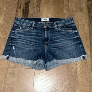 PAIGE "JIMMY JIMMY SHORTS" DISTRESSED DENIM SHORTS SIZE 28